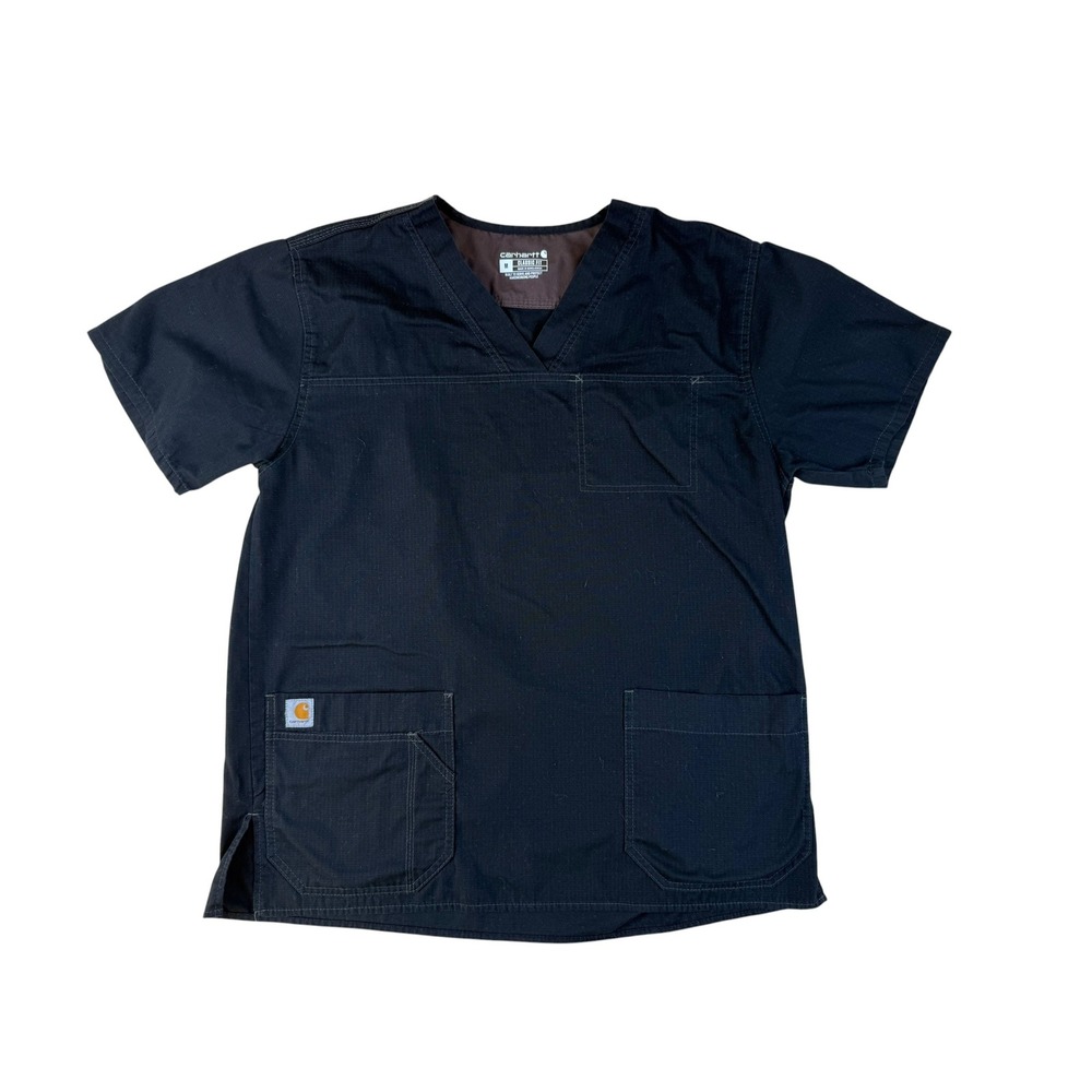 Carhartt Medium Scrub Top Workwear Cotton Blend Ripstop V-Neck Pocket‎